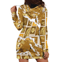 Hawaii Japanese Culture Gold Hoodie Dress Spring Cranes Aloha Pattern LT01 - Polynesian Pride