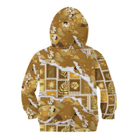Hawaii Japanese Culture Gold Kid Hoodie Spring Cranes Aloha Pattern LT01 - Polynesian Pride