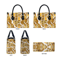 Hawaii Japanese Culture Gold Leather Bag Spring Cranes Aloha Pattern LT01 - Polynesian Pride