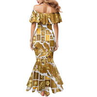 Hawaii Japanese Culture Gold Mermaid Dress Spring Cranes Aloha Pattern LT01 - Polynesian Pride