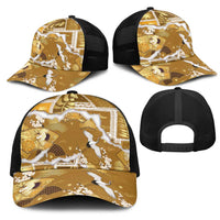 Hawaii Japanese Culture Gold Mesh Trucker Cap Spring Cranes Aloha Pattern LT01 - Polynesian Pride