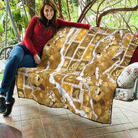 Hawaii Japanese Culture Gold Quilt Spring Cranes Aloha Pattern