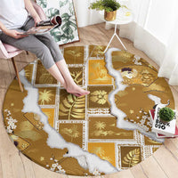 Hawaii Japanese Culture Gold Round Carpet Spring Cranes Aloha Pattern LT01 - Polynesian Pride