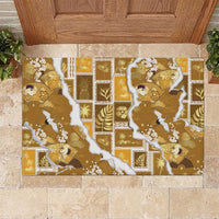 Hawaii Japanese Culture Gold Rubber Doormat Spring Cranes Aloha Pattern LT01 Gold - Polynesian Pride