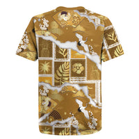 Hawaii Japanese Culture Gold Rugby Jersey Spring Cranes Aloha Pattern LT01 - Polynesian Pride