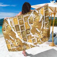 Hawaii Japanese Culture Gold Sarong Spring Cranes Aloha Pattern LT01 One Size 44 x 66 inches Gold - Polynesian Pride