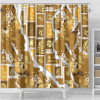 Hawaii Japanese Culture Gold Shower Curtain Spring Cranes Aloha Pattern LT01 - Polynesian Pride