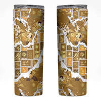 Hawaii Japanese Culture Gold Skinny Tumbler Spring Cranes Aloha Pattern LT01 Gold - Polynesian Pride