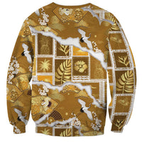 Hawaii Japanese Culture Gold Sweatshirt Spring Cranes Aloha Pattern LT01 - Polynesian Pride