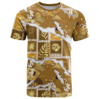 Hawaii Japanese Culture Gold T Shirt Spring Cranes Aloha Pattern LT01 Gold - Polynesian Pride
