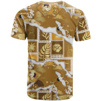 Hawaii Japanese Culture Gold T Shirt Spring Cranes Aloha Pattern LT01 - Polynesian Pride