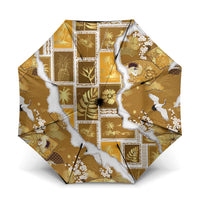 Hawaii Japanese Culture Gold Umbrella Spring Cranes Aloha Pattern LT01 One Size Folded 11.42 inch Opened Diameter 37.4 inch Gold - Polynesian Pride