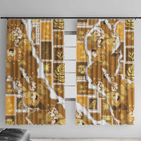 Hawaii Japanese Culture Gold Window Curtain Spring Cranes Aloha Pattern LT01 With Hooks Gold - Polynesian Pride