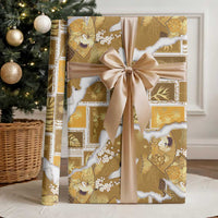 Hawaii Japanese Culture Gold Wrapping Paper Spring Cranes Aloha Pattern LT01 - Polynesian Pride