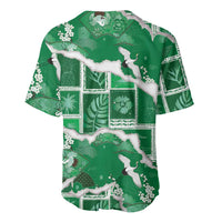 Hawaii Japanese Culture Green Baseball Jersey Spring Cranes Aloha Pattern LT01 - Polynesian Pride