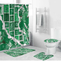 Hawaii Japanese Culture Green Bathroom Set Spring Cranes Aloha Pattern LT01 Bathroom Set (4 pcs) Green - Polynesian Pride