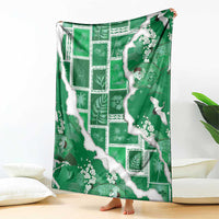Hawaii Japanese Culture Green Blanket Spring Cranes Aloha Pattern LT01 - Polynesian Pride