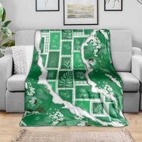 Hawaii Japanese Culture Green Blanket Spring Cranes Aloha Pattern LT01 - Polynesian Pride