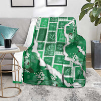 Hawaii Japanese Culture Green Blanket Spring Cranes Aloha Pattern LT01 - Polynesian Pride
