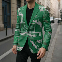Hawaii Japanese Culture Green Blazer Spring Cranes Aloha Pattern LT01 - Polynesian Pride