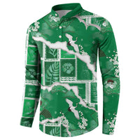 Hawaii Japanese Culture Green Button Sweatshirt Spring Cranes Aloha Pattern LT01 - Polynesian Pride