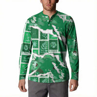 Hawaii Japanese Culture Green Button Sweatshirt Spring Cranes Aloha Pattern LT01 - Polynesian Pride