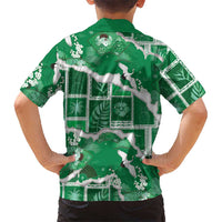 Hawaii Japanese Culture Green Family Matching Off The Shoulder Long Sleeve Dress and Hawaiian Shirt Spring Cranes Aloha Pattern