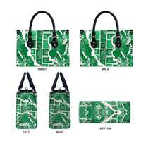Hawaii Japanese Culture Green Leather Bag Spring Cranes Aloha Pattern LT01 - Polynesian Pride