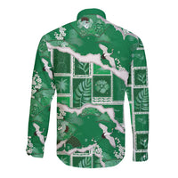 Hawaii Japanese Culture Green Long Sleeve Button Shirt Spring Cranes Aloha Pattern LT01 - Polynesian Pride