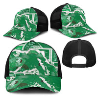 Hawaii Japanese Culture Green Mesh Trucker Cap Spring Cranes Aloha Pattern LT01 - Polynesian Pride