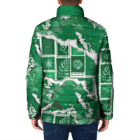 Hawaii Japanese Culture Green Padded Jacket Spring Cranes Aloha Pattern LT01 - Polynesian Pride
