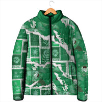 Hawaii Japanese Culture Green Padded Jacket Spring Cranes Aloha Pattern LT01 - Polynesian Pride
