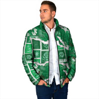 Hawaii Japanese Culture Green Padded Jacket Spring Cranes Aloha Pattern LT01 - Polynesian Pride