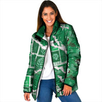 Hawaii Japanese Culture Green Padded Jacket Spring Cranes Aloha Pattern LT01 Women Green - Polynesian Pride