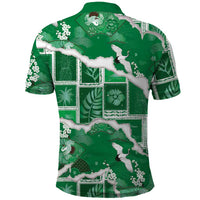 Hawaii Japanese Culture Green Polo Shirt Spring Cranes Aloha Pattern LT01 - Polynesian Pride