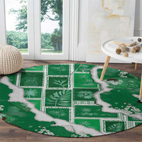 Hawaii Japanese Culture Green Round Carpet Spring Cranes Aloha Pattern LT01 - Polynesian Pride
