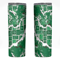 Hawaii Japanese Culture Green Skinny Tumbler Spring Cranes Aloha Pattern LT01 Green - Polynesian Pride