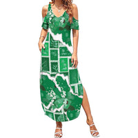 Hawaii Japanese Culture Green Summer Maxi Dress Spring Cranes Aloha Pattern LT01 Women Green - Polynesian Pride