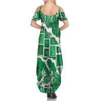 Hawaii Japanese Culture Green Summer Maxi Dress Spring Cranes Aloha Pattern LT01 - Polynesian Pride