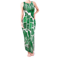 Hawaii Japanese Culture Green Tank Maxi Dress Spring Cranes Aloha Pattern LT01 Women Green - Polynesian Pride