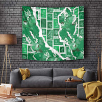 Hawaii Japanese Culture Green Tapestry Spring Cranes Aloha Pattern LT01 Green - Polynesian Pride