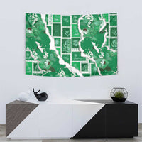 Hawaii Japanese Culture Green Tapestry Spring Cranes Aloha Pattern LT01 - Polynesian Pride
