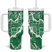 Hawaii Japanese Culture Green Tumbler With Handle Spring Cranes Aloha Pattern LT01 One Size: 40 oz Green - Polynesian Pride
