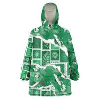 Hawaii Japanese Culture Green Wearable Blanket Hoodie Spring Cranes Aloha Pattern LT01 One Size Green - Polynesian Pride