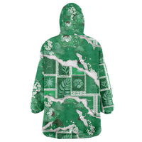 Hawaii Japanese Culture Green Wearable Blanket Hoodie Spring Cranes Aloha Pattern LT01 - Polynesian Pride