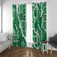 Hawaii Japanese Culture Green Window Curtain Spring Cranes Aloha Pattern LT01 With Grommets Green - Polynesian Pride