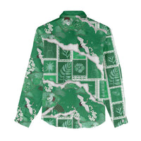 Hawaii Japanese Culture Green Women Casual Shirt Spring Cranes Aloha Pattern LT01 - Polynesian Pride