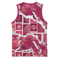 Hawaii Japanese Culture Pink Basketball Jersey Spring Cranes Aloha Pattern LT01 - Polynesian Pride