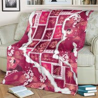 Hawaii Japanese Culture Pink Blanket Spring Cranes Aloha Pattern LT01 - Polynesian Pride