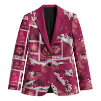Hawaii Japanese Culture Pink Blazer Spring Cranes Aloha Pattern LT01 Unisex Pink - Polynesian Pride